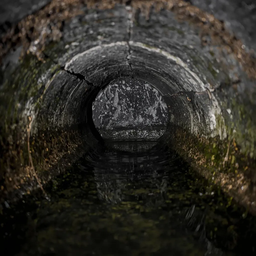 Interior view of a sewer pipe inspected during a sewer camera inspection in Baton Rouge